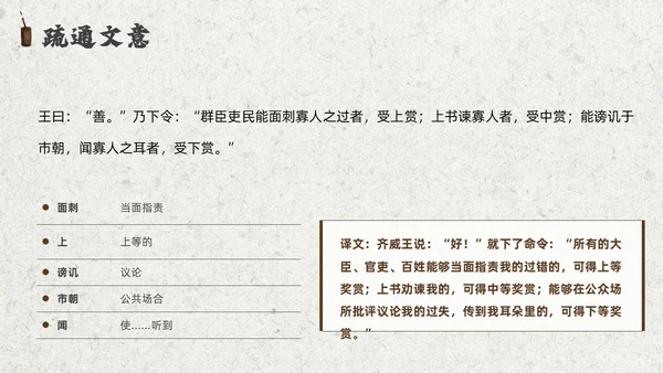 灰色创意卷轴邹忌讽齐王纳谏课件