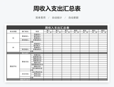 周收入支出汇总表
