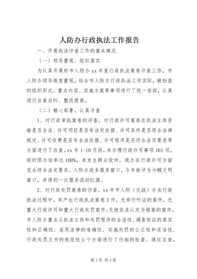 人防办行政执法工作报告.docx