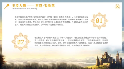 黄色插画风哈利波特魔法电影鉴赏万圣节影视培训通用PPT