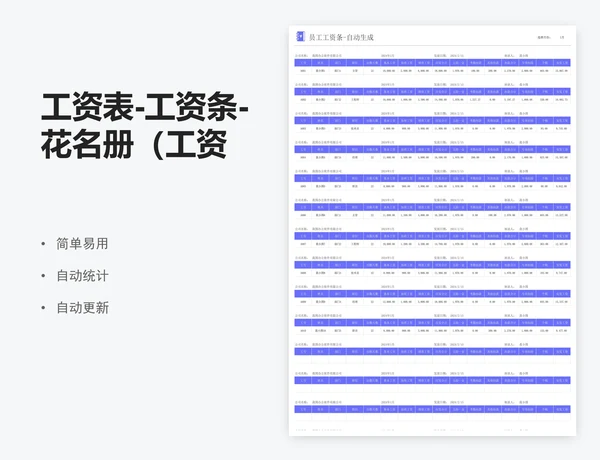 工资表-工资条-花名册（工资条自动生成）