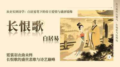 黄色中国风长恨歌教学课件PPT模板