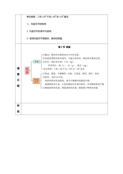 （人教版2024）八年级上册物理6.1 质量（教学设计）