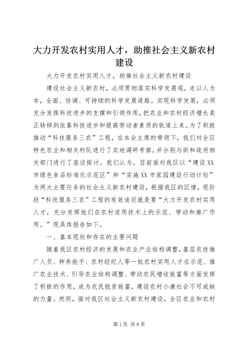 大力开发农村实用人才，助推社会主义新农村建设 (2).docx