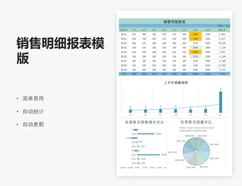 销售明细报表模版