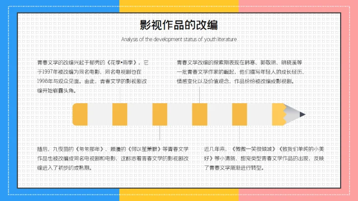青春文学分析毕业答辩通用PPT模板