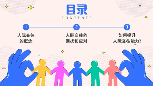 粉色简约插画风认识你真好大学生人际关系主题班会PPT