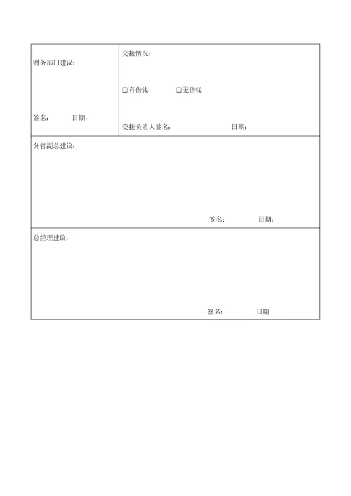 离职申请表格范例