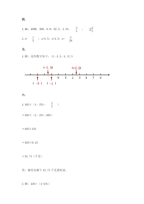 小学六年级数学毕业试题精品【达标题】.docx