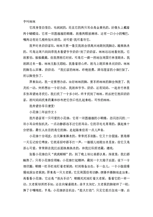 小花猫小学二年级作文400字