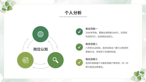 小清新简约花草教师个人简历个人简介自我介绍ppt模板