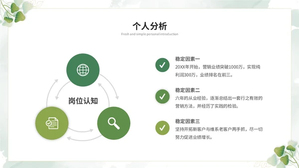 小清新简约花草教师个人简历个人简介自我介绍ppt模板