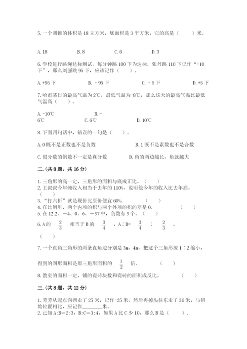 人教版六年级数学下学期期末测试题精品【历年真题】.docx