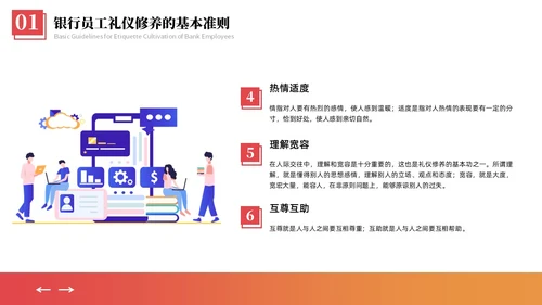橙黄色商务礼仪插画风格银行窗口服务礼仪商务礼仪PPT窗口服务礼仪培训