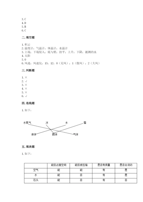 教科版三年级上册科学期末测试卷及完整答案1套.docx