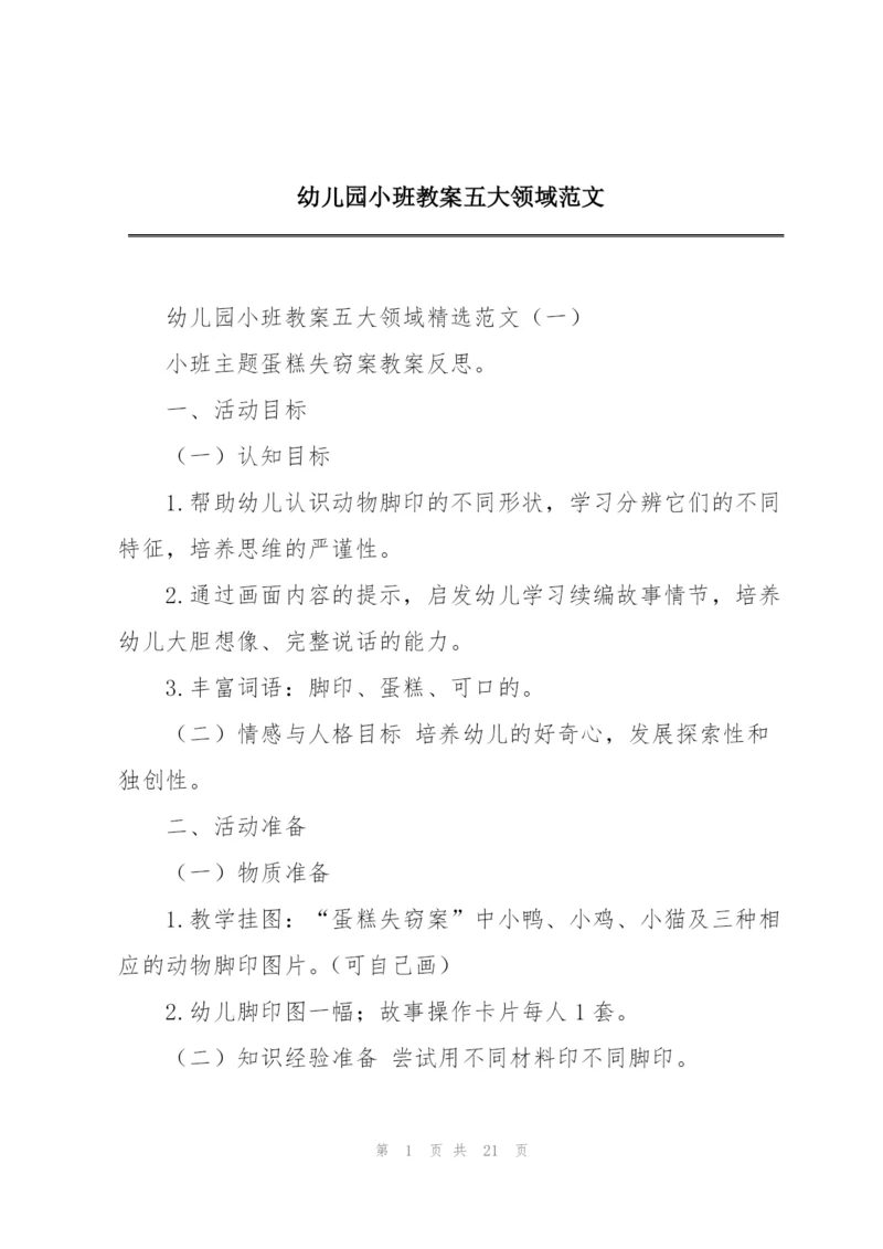 幼儿园小班教案五大领域范文.docx