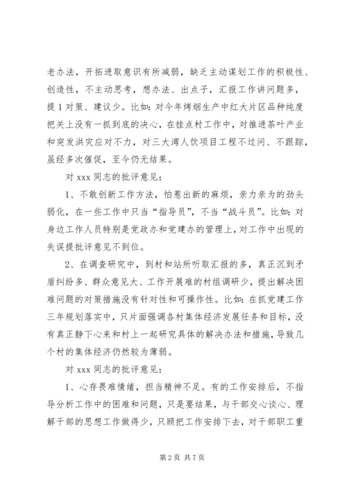 XX同志对第X党小组成员批评意见清单.docx