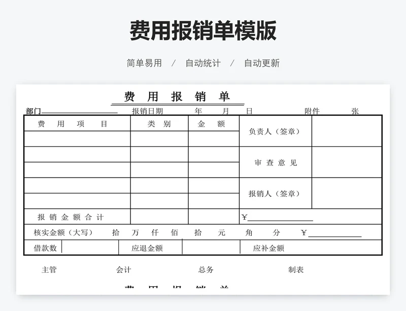 费用报销单模版