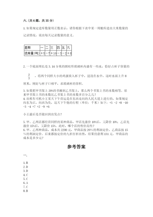 苏教版六年级数学下学期期末测试题及答案（有一套）.docx