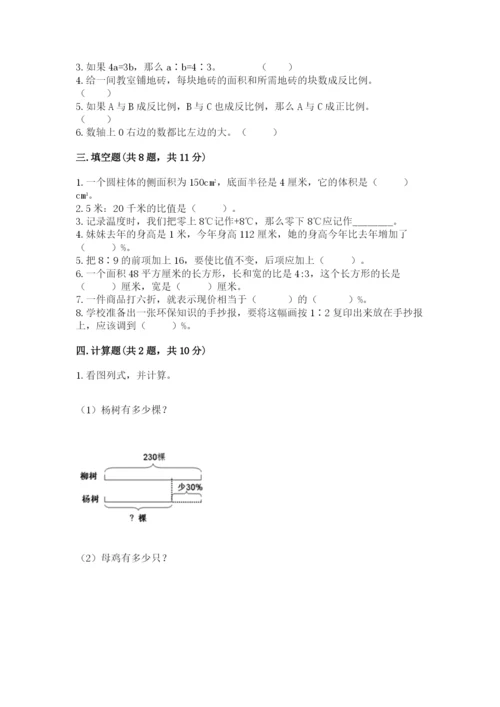 盐池县六年级下册数学期末测试卷（预热题）.docx