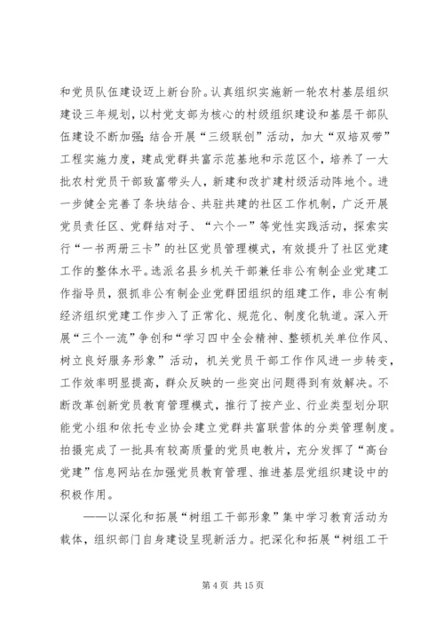 县委副书记在全县组织、老干部暨人才工作会议上的讲话.docx