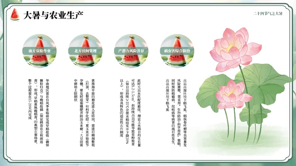 绿色小清新风二十四节气之大暑节气PPT模板