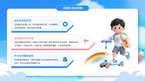 蓝色3D风开学季迎新班会PPT模板