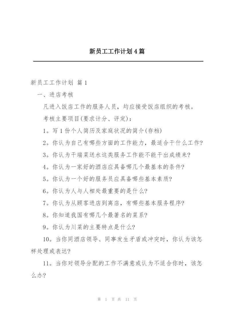 新员工工作计划4篇.docx