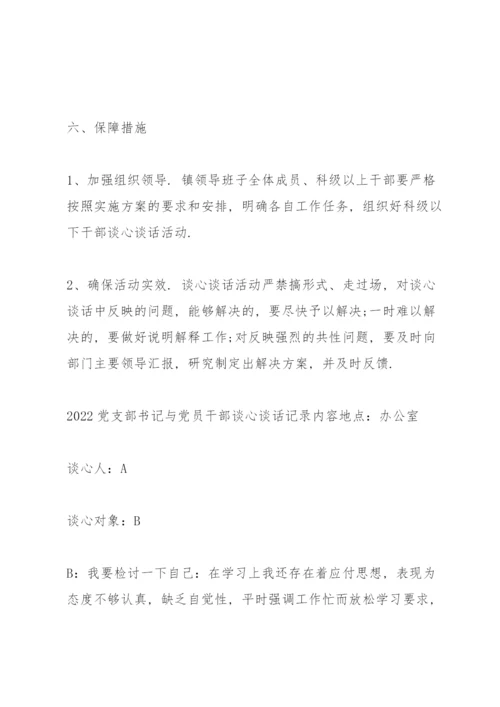2022党支部书记与党员干部谈心谈话记录内容.docx
