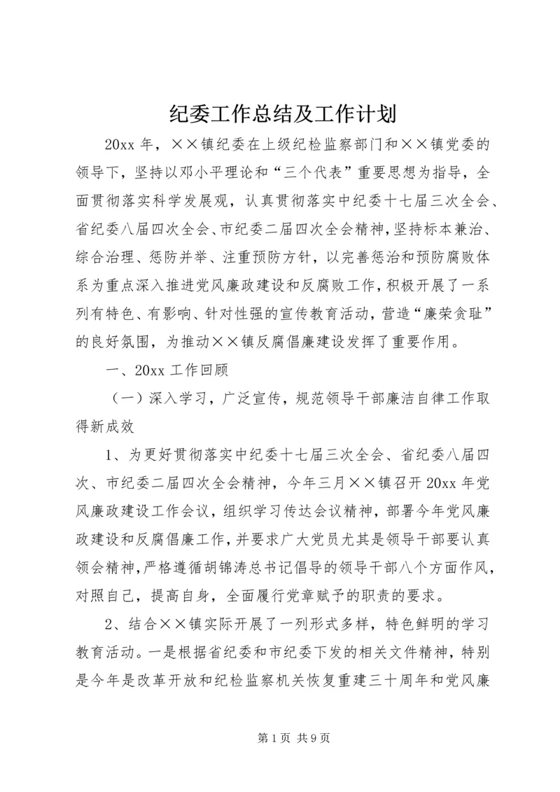纪委工作总结及工作计划.docx