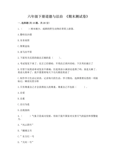 六年级下册道德与法治 《期末测试卷》含答案（预热题）.docx