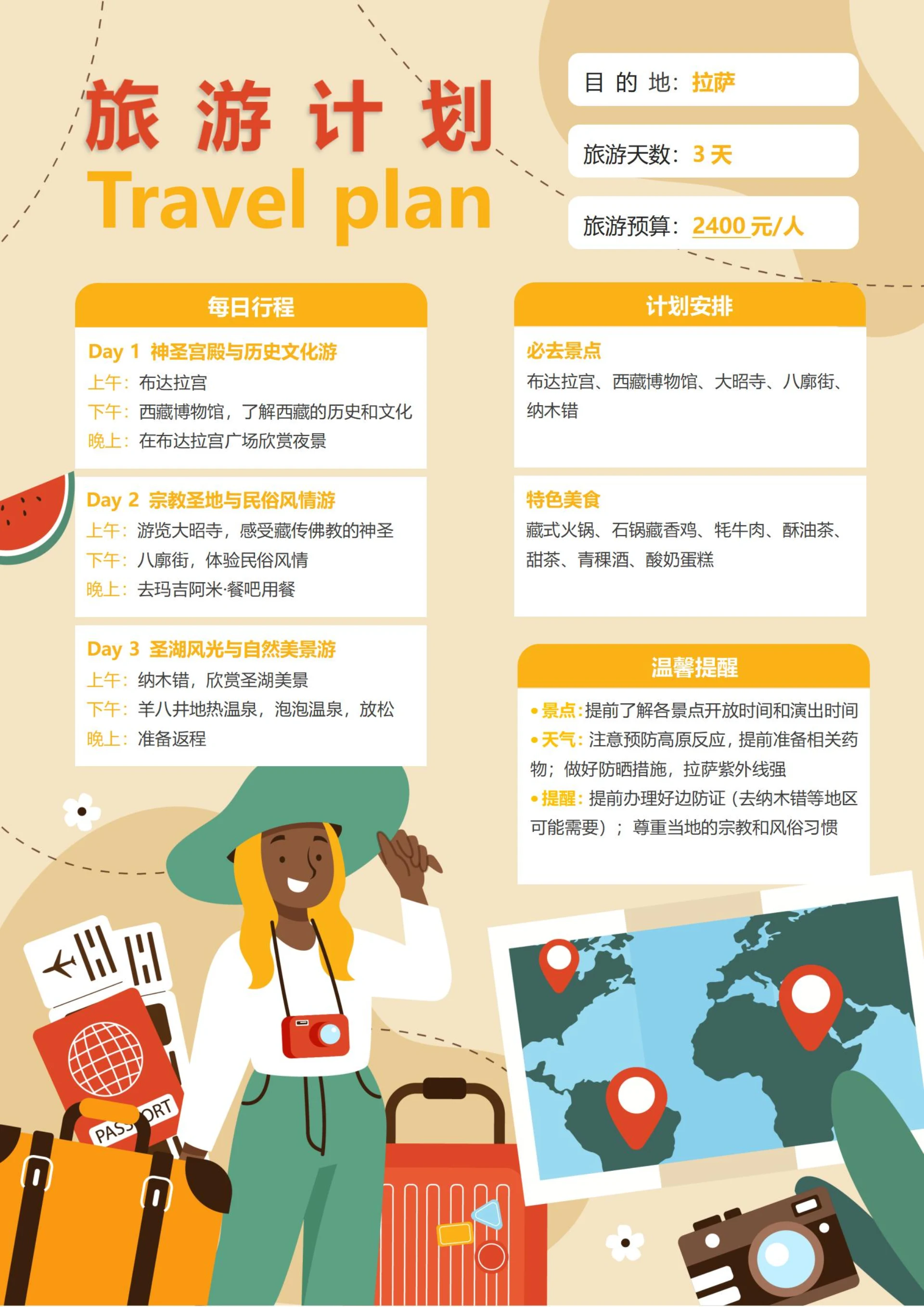 (拉萨)旅游计划3天