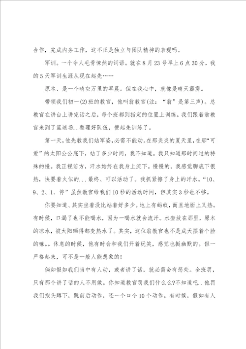 高中生军训心得有感参考5篇