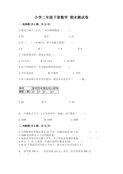 小学二年级下册数学 期末测试卷含完整答案【夺冠】.docx