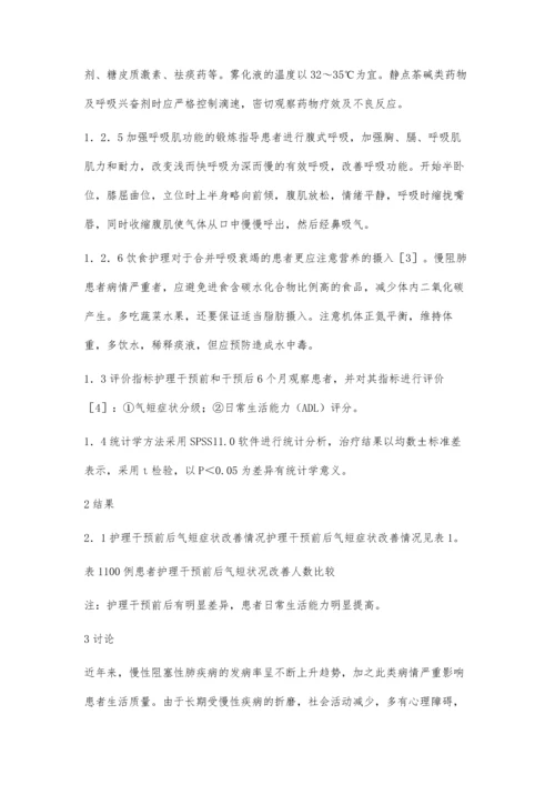 护理干预对慢性阻塞性肺疾病患者的疗效观察.docx