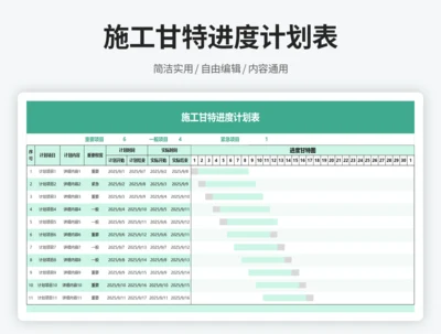 施工甘特进度计划表