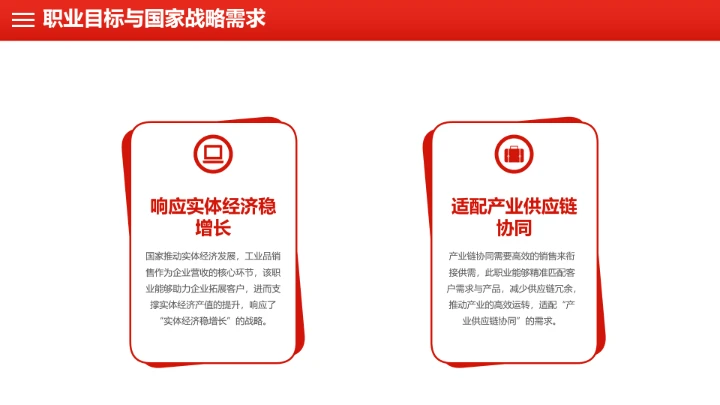 红色简约工商管理专业大学生职业生涯规划发展展示PPT模版