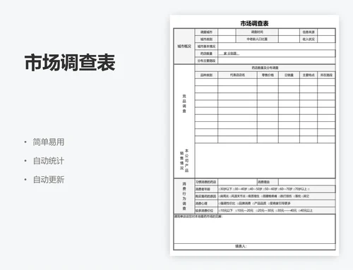 市场调查表