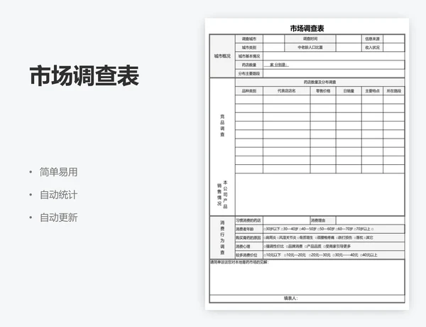 市场调查表