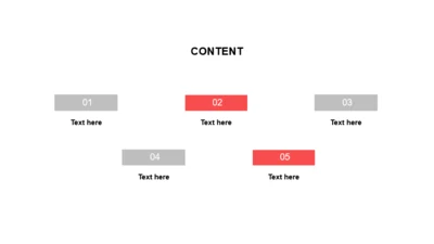 红色矩形扁平5项PPT目录