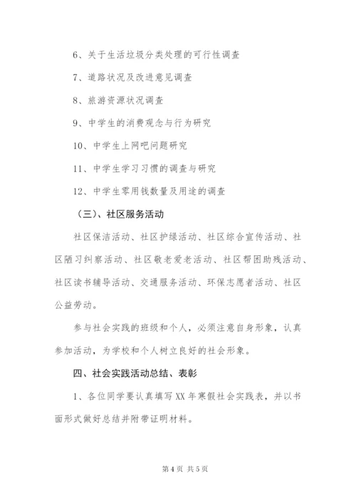 中学寒假社会活动实践方案.docx