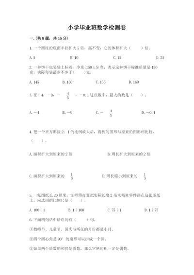 小学毕业班数学检测卷一套.docx