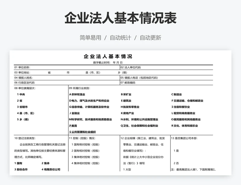 企业法人基本情况表