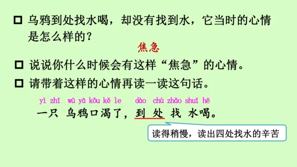 【新教材】部编版语文一年级上册  9.乌鸦喝水   教学课件（2课时）