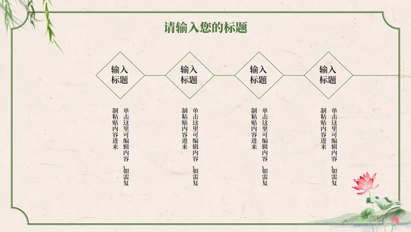 绿色中国风水墨荷花诗词赏析学习课件PPT模板