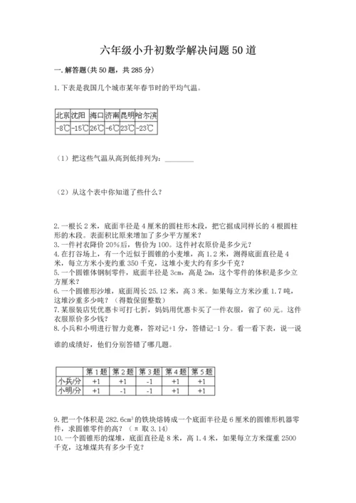 六年级小升初数学解决问题50道及答案【必刷】.docx