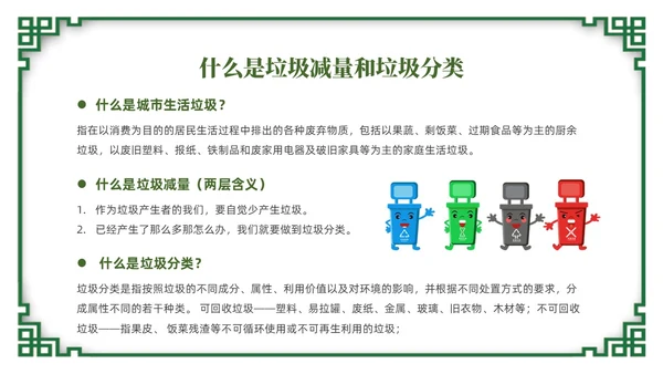 绿色简约风垃圾分类督导员培训课件