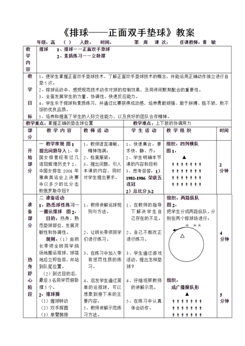 《排球——正面双手传球》教学设计