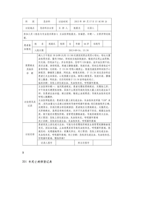 20xx年6月死亡病例讨论记录本1600字