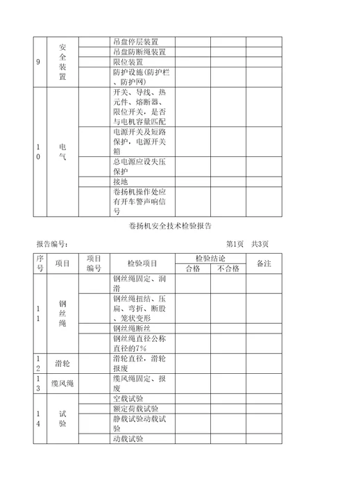 卷扬机安全技术检验报告